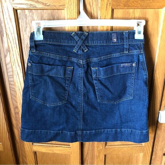 7 For All Mankind Zipper Pockets Denim Mini Skirt Blue - 26 - Picture 8 of 11